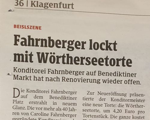 Fahrnberger lockt mit W&ouml;rtherseetorte